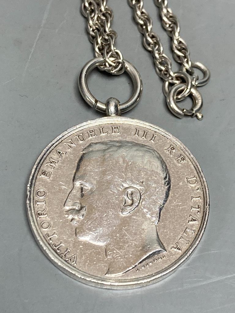 A Vittorio Emanuele III silver 'Medaglia Commemorativa', 1908<